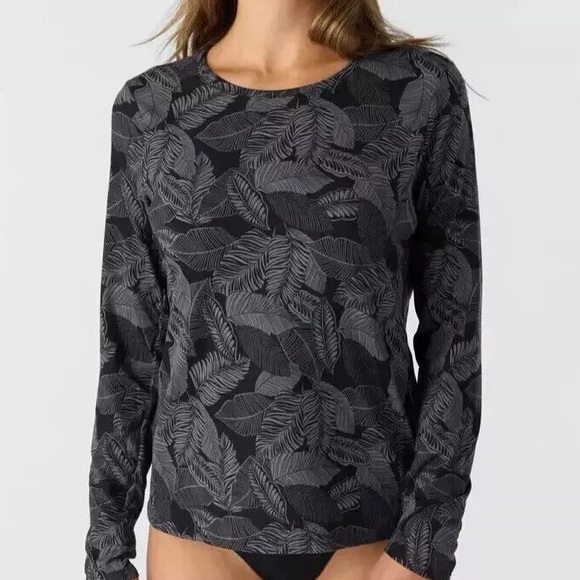 Hang Ten Tops - Hang Ten Women’s Sunray Gray Leaf Print Soft Long Sleeve